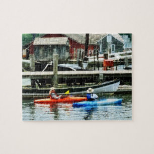 Orangene und blaue Kajaks Puzzle