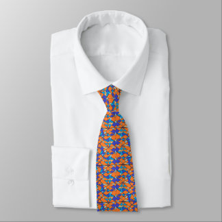 Orangene und blaue Krawatte mit geometrischem Must