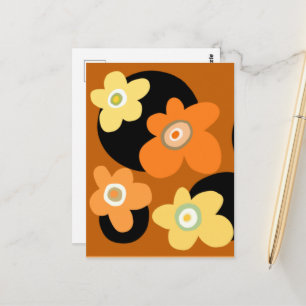 Orangene und braune Blumen Postkarte
