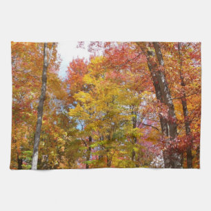 Orangene und gelbe Herbstbäume - Herbstfotografie Küchentuch