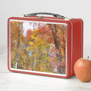 Orangene und gelbe Herbstbäume Herbstfotografie Metall Brotdose