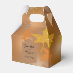 Orangene und gelbe Herbstlaub-Hochzeitsgeschenkbox Geschenkschachtel