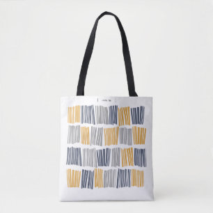 Orangene und graue abstrakte Linien-Tragetasche Tasche