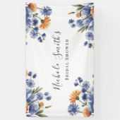 Orangene und kobaltblaue Blumen-Hochzeitsshower Banner (Vertikal)