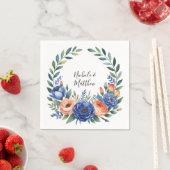 Orangene und kobaltblaue Blumenhochzeit Serviette (Beispiel)