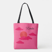 Orangene untergehende Sonne: Fuchsia Tasche (Rückseite)