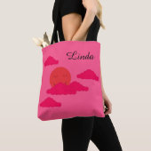 Orangene untergehende Sonne: Fuchsia Tasche (Von Nahem)
