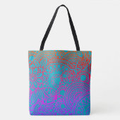 Orangene violette Blumen und blauer Hintergrund Tasche (Vorderseite)