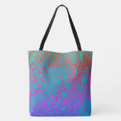 Orangene violette Blumen und blauer Hintergrund Tasche (Rückseite)