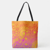 Orangene violette Blumen und gelber Hintergrund-Ta Tasche (Vorderseite)