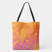 Orangene violette Blumen und gelber Hintergrund-Ta Tasche (Rückseite)