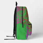 Orangene violette Blumen und hellgrüner Hintergrun Bedruckter Rucksack (Links)