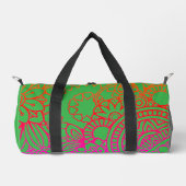 Orangene violette Blumen und hellgrüner Hintergrun Duffle Bag (Vorderseite)