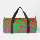 Orangene violette Blumen und hellgrüner Hintergrun Duffle Bag (Rückseite)