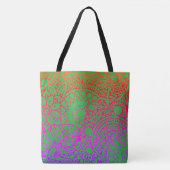 Orangene violette Blumen und hellgrüner Hintergrun Tasche (Vorderseite)