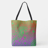 Orangene violette Blumen und hellgrüner Hintergrun Tasche (Rückseite)