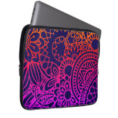 Orangene violette Blumen und marineblauer Hintergr Laptopschutzhülle (Vorne Rechts)