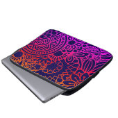 Orangene violette Blumen und marineblauer Hintergr Laptopschutzhülle (Vorne Knopf)