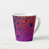 Orangene violette Blumen und marineblauer Hintergr Milchtasse (Rechte Ecke)