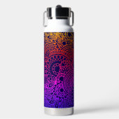 Orangene violette Blumen und marineblauer Hintergr Trinkflasche (Vorderseite)