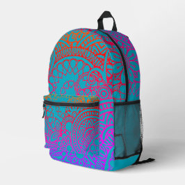 Orangene violette Blumen und sanfter blauer Hinter Bedruckter Rucksack