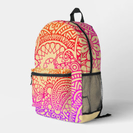 Orangene violette Blumen und sanfter Pfirsichhinte Bedruckter Rucksack