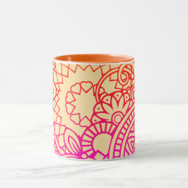 Orangene violette Blumen und sanfter Pfirsichhinte Tasse