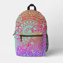 Orangene violette Blumen und sanfter Salbeihinterg Bedruckter Rucksack
