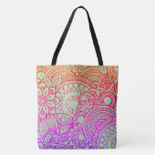 Orangene violette Blumen und sanfter Salbeihinterg Tasche (Vorderseite)