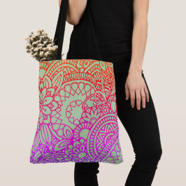 Orangene violette Blumen und sanfter Salbeihinterg Tasche