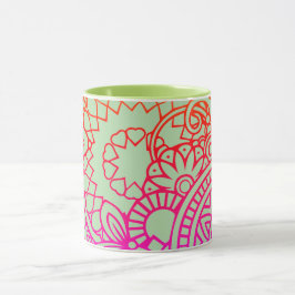 Orangene violette Blumen und sanfter Salbeihinterg Tasse