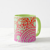 Orangene violette Blumen und sanfter Salbeihinterg Tasse (VorderseiteRechts)