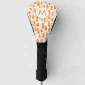 Orangene Wasserfarbe-Monogramm mit Ingwerkatze Golf Headcover (Vorderseite)