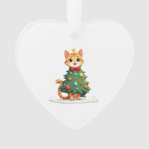 Orangene Weihnachtsbaum-Katze Süße Xmas Mädchen Ki Ornament