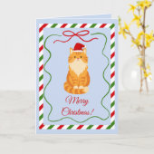 Orangene Weihnachtsmann-Katze Karte (Gelbe Blume)