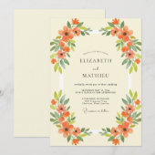 Orangene Wildblumen-Hochzeit Einladung (Vorne/Hinten)
