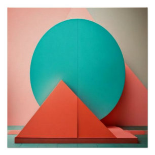 Orangene Würfel Explosion Geometrisch Abstrakt Poster