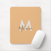 Orangenelegantes minimalistisches Retro-Monogramm Mousepad (Mit Mouse)