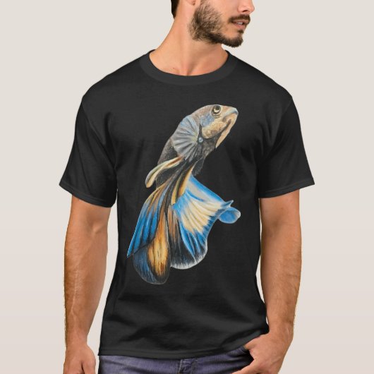 Orangener Blauer Kampffisch T-Shirt (Vorderseite)