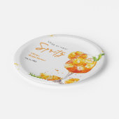 Orangener Cocktail Liebe auf den ersten Spritzer B Pappteller (Schrägansicht)