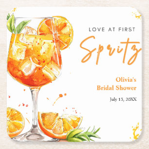 Orangener Cocktail Liebe auf den ersten Spritzer B Rechteckiger Pappuntersetzer