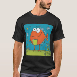 Orangener Fisch feiert Kaffeepause beim Schwimmen T-Shirt