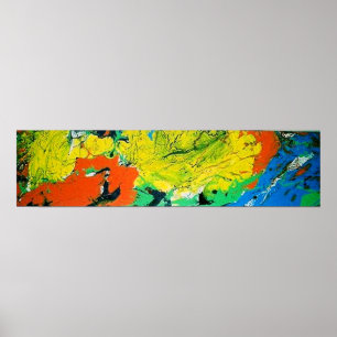Orangener Gator mit gelber Afro-Frisur Poster