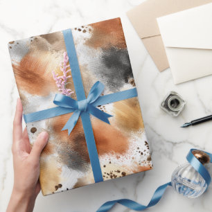 Orangener Gewürz Gold Schwarz Weiß Abstrakter Gebu Geschenkpapier
