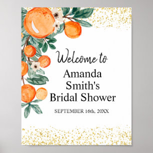 Orangener Hauptsqueeze Brautparty Willkommensschil Poster