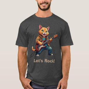 Orangener Katze Gitarre Spieler T-Shirt