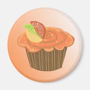 Orangener Obst-Cupcake Magnet