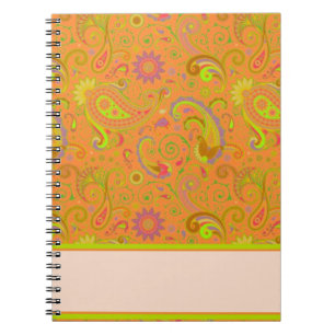 Orangener Paisley Notizblock