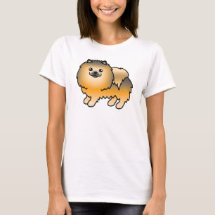 Orangener Sable Süßer Cartoon Pomeranian Hund T-Shirt