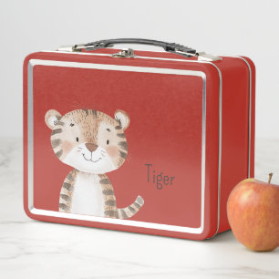Orangener Tiger-Safari-Tier Metall Brotdose